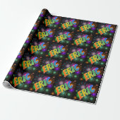 Rainbow First Name "ERIC" + Fireworks Cadeaupapier (Uitgerold)