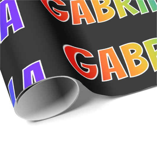 Rainbow First Name "GABRIELLA"; vun & kleurrijk Cadeaupapier (Rol Hoek)
