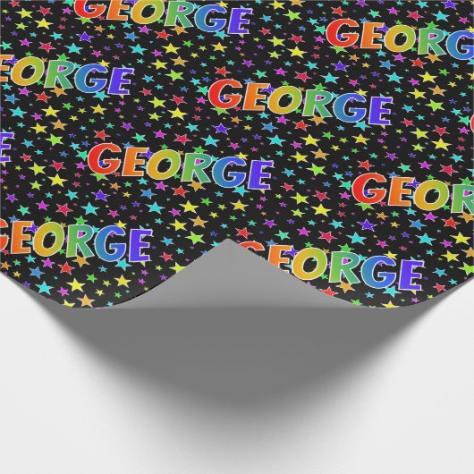 Rainbow First Name "GEORGE" + sterren Cadeaupapier (Hoek)
