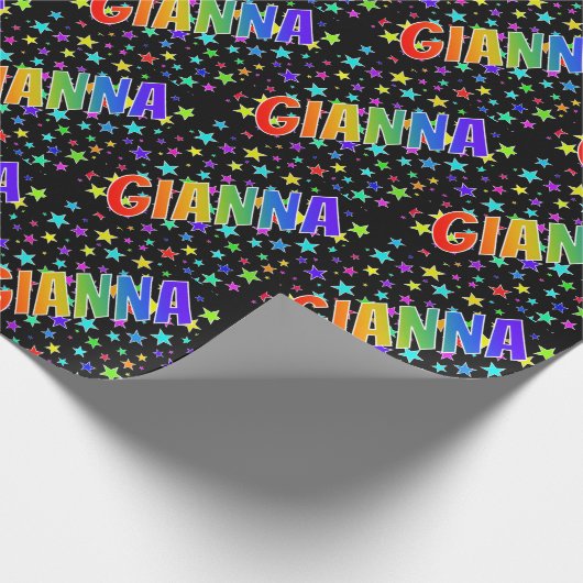 Rainbow First Name "GIANNA" + sterren Cadeaupapier (Hoek)