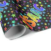 Rainbow First Name "ISAAC" + sterren Cadeaupapier (Rol Hoek)