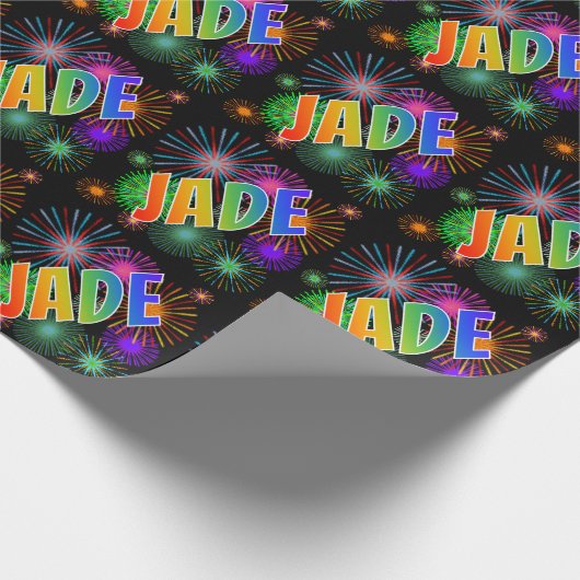 Rainbow First Name "JADE" + Fireworks Cadeaupapier (Hoek)