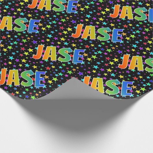 Rainbow First Name "JASE" + sterren Cadeaupapier (Hoek)