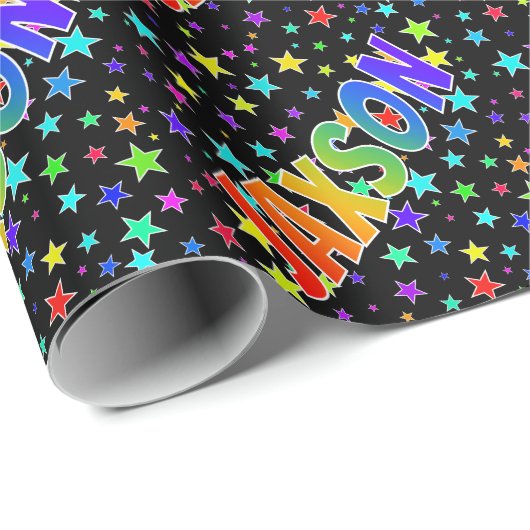 Rainbow First Name "JAXSON" + sterren Cadeaupapier (Rol Hoek)
