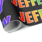 Rainbow First Name "JEFFERY"; vun & kleurrijk Cadeaupapier (Rol Hoek)