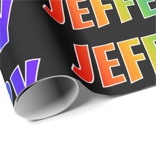 Rainbow First Name "JEFFERY"; vun & kleurrijk Cadeaupapier (Rol Hoek)