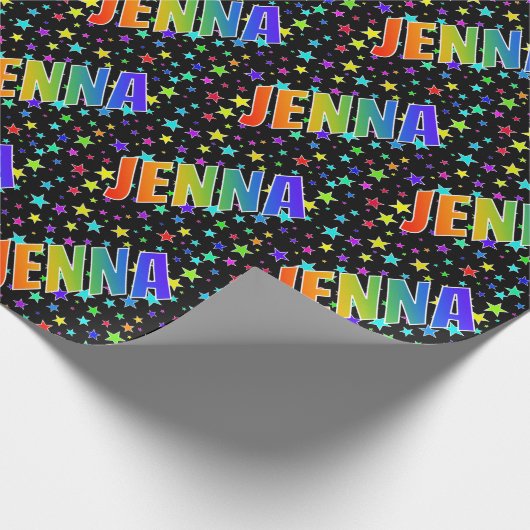 Rainbow First Name "JENNA" + sterren Cadeaupapier (Hoek)