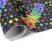 Rainbow First Name "JENNIFER" + sterren Cadeaupapier (Rol Hoek)