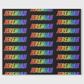Rainbow First Name "JEREMIAH"; vun & kleurrijk Cadeaupapier (Vlak)