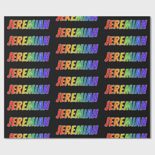 Rainbow First Name "JEREMIAH"; vun & kleurrijk Cadeaupapier