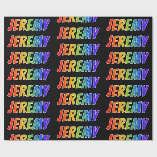 Rainbow First Name "JEREMY"; Fun & kleurrijk Cadeaupapier (Vlak)