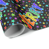 Rainbow First Name "JERRY" + sterren Cadeaupapier (Rol Hoek)