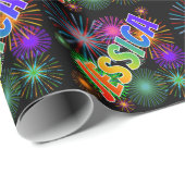 Rainbow First Name "JESSICA" + Fireworks Cadeaupapier (Rol Hoek)