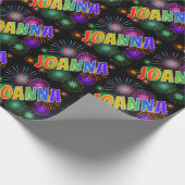 Rainbow First Name "JOANNA" + Fireworks Cadeaupapier (Hoek)