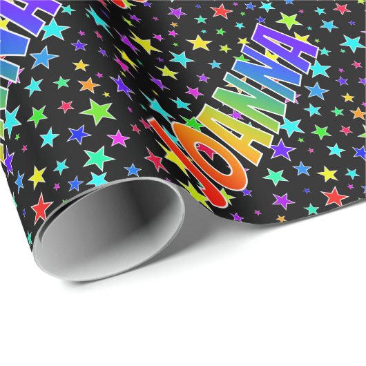 Rainbow First Name "JOANNA" + sterren Cadeaupapier (Rol Hoek)