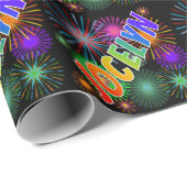 Rainbow First Name "JOCELYN" + Fireworks Cadeaupapier (Rol Hoek)