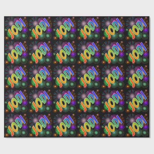 Rainbow First Name "JODI" + Fireworks Cadeaupapier (Vlak)