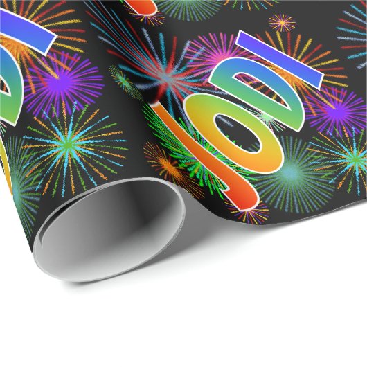 Rainbow First Name "JODI" + Fireworks Cadeaupapier (Rol Hoek)