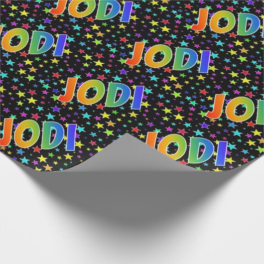 Rainbow First Name "JODI" + sterren Cadeaupapier (Hoek)