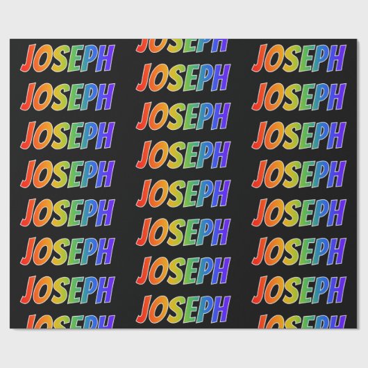 Rainbow First Name "JOSEPH"; Fun & Colorful Cadeaupapier (Vlak)