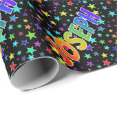 Rainbow First Name "JOSEPH" + sterren Cadeaupapier (Rol Hoek)