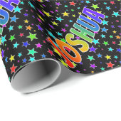 Rainbow First Name "JOSHUA" + sterren Cadeaupapier (Rol Hoek)