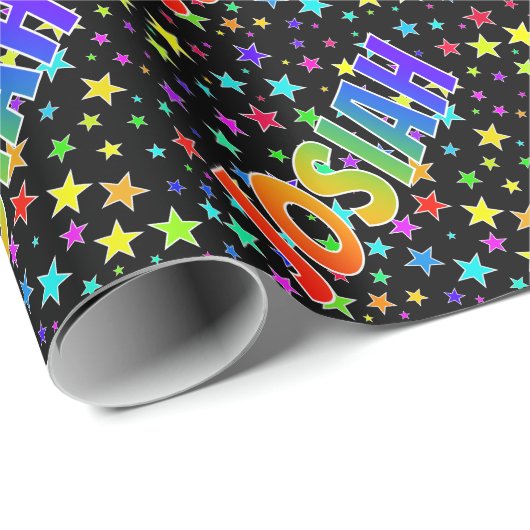 Rainbow First Name "JOSIAH" + sterren Cadeaupapier (Rol Hoek)