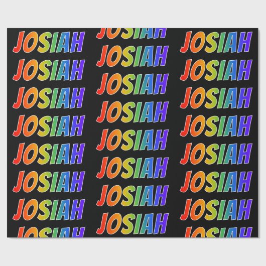 Rainbow First Name "JOSIAH"; vun & kleurrijk Cadeaupapier (Vlak)