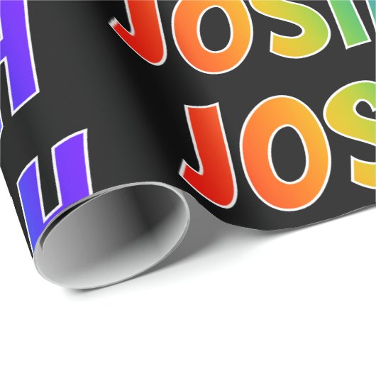 Rainbow First Name "JOSIAH"; vun & kleurrijk Cadeaupapier (Rol Hoek)