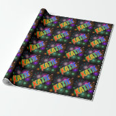 Rainbow First Name "KATIE" + Fireworks Cadeaupapier (Uitgerold)