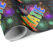 Rainbow First Name "KATIE" + Fireworks Cadeaupapier (Rol Hoek)