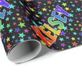Rainbow First Name "KELSEY" + sterren Cadeaupapier (Rol Hoek)