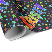 Rainbow First Name "KRISTY" + sterren Cadeaupapier (Rol Hoek)