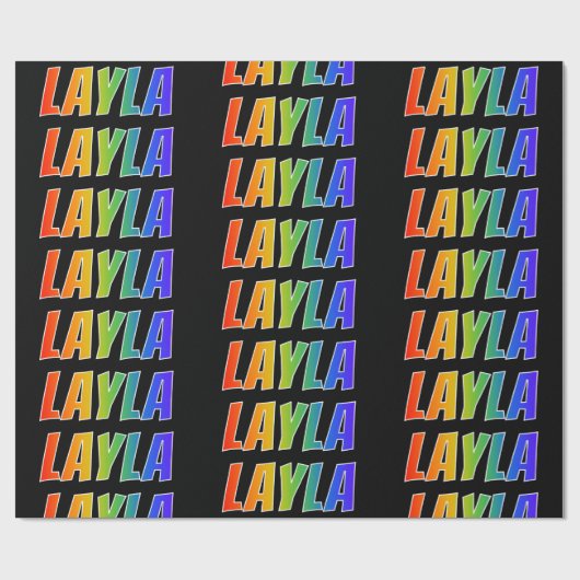 Rainbow First Name "LAYLA"; vun & kleurrijk Cadeaupapier (Vlak)