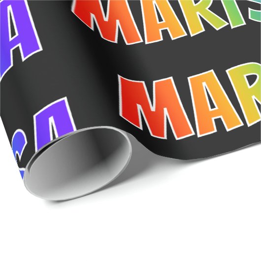 Rainbow First Name "MARISSA"; vun & kleurrijk Cadeaupapier (Rol Hoek)