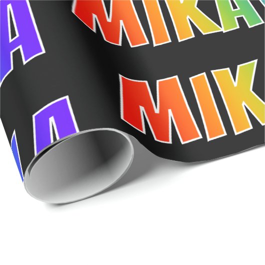 Rainbow First Name "MIKAYLA"; vun & kleurrijk Cadeaupapier (Rol Hoek)