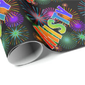 Rainbow First Name "MISTY" + Fireworks Cadeaupapier (Rol Hoek)