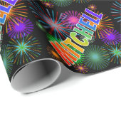 Rainbow First Name "MITCHELL" + Fireworks Cadeaupapier (Rol Hoek)