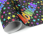 Rainbow First Name "MONICA" + sterren Cadeaupapier (Rol Hoek)