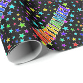 Rainbow First Name "NATHANIEL" + sterren Cadeaupapier (Rol Hoek)