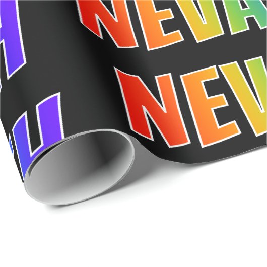 Rainbow First Name "NEVAEH"; vun & kleurrijk Cadeaupapier (Rol Hoek)