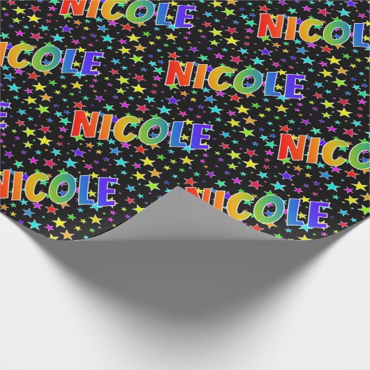 Rainbow First Name "NICOLE" + sterren Cadeaupapier (Hoek)