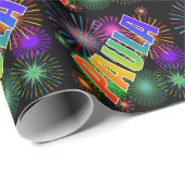 Rainbow First Name "PAULA" + Fireworks Cadeaupapier (Rol Hoek)