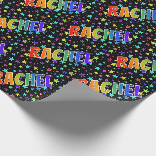 Rainbow First Name "RACHEL" + sterren Cadeaupapier (Hoek)