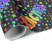 Rainbow First Name "RACHEL" + sterren Cadeaupapier (Rol Hoek)