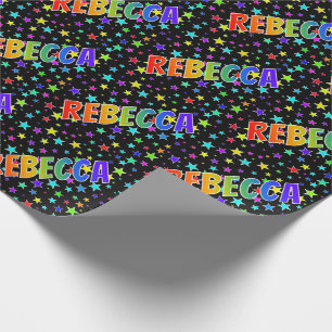 Rainbow First Name "REBECCA" + sterren Cadeaupapier