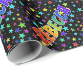 Rainbow First Name "REBECCA" + sterren Cadeaupapier (Rol Hoek)