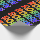 Rainbow First Name "ROBIN"; flauw & kleurrijk Cadeaupapier (Hoek)