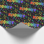 Rainbow First Name "RODNEY" + sterren Cadeaupapier (Hoek)
