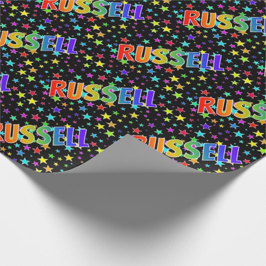 Rainbow First Name "RUSSELL" + sterren Cadeaupapier (Hoek)